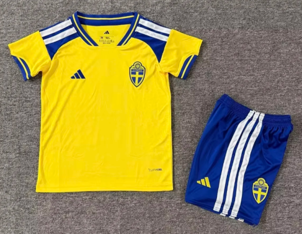 26/27(2026) Sweden Home Kids 1:1 Quality Soccer Jersey