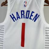 2023  Los Angeles Clippers White #1 HARDEN  1:1 Quality NBA Season Jerseys