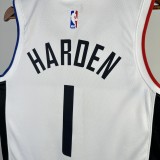 2021  Los Angeles Clippers White  #1 HARDEN 1:1 Quality NBA Season Jerseys