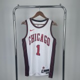 2023  Chicago Bulls  City Edition White #1 ROSE   1:1  Quality NBA Season Jerseys