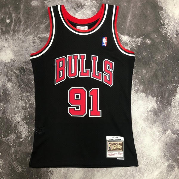 1998  Chicago Bulls Black #91 RODMAN   1:1  Quality NBA Season Jerseys