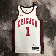2023  Chicago Bulls  City Edition White #1 ROSE   1:1  Quality NBA Season Jerseys