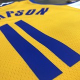 2021 Golden State Warriors Blue V-Neck  Yellow JORDAN #11 THOMPSON  1:1  Quality NBA Season Jerseys