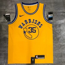 2021  Golden State Warriors Yellow Tram City Edition #35 DURANT 1:1  Quality NBA Season Jerseys