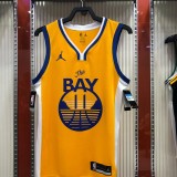 2021 Golden State Warriors Blue V-Neck  Yellow JORDAN #11 THOMPSON  1:1  Quality NBA Season Jerseys