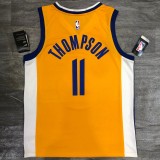 2021 Golden State Warriors Blue V-Neck  Yellow JORDAN #11 THOMPSON  1:1  Quality NBA Season Jerseys