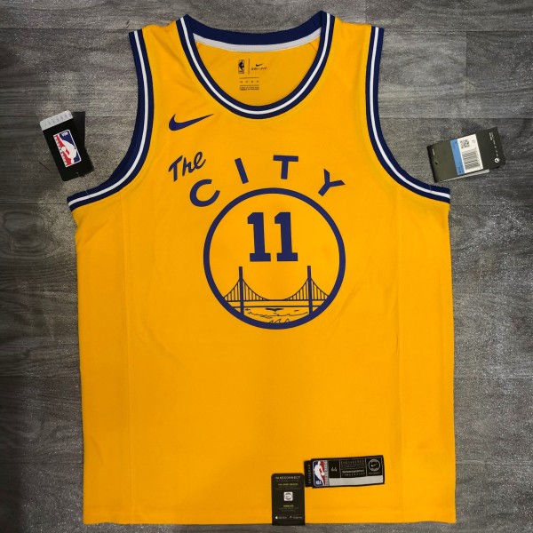 2021 Golden State Warriors Yellow Tram City Edition #11 THOMPSON 1:1  Quality NBA Season Jerseys