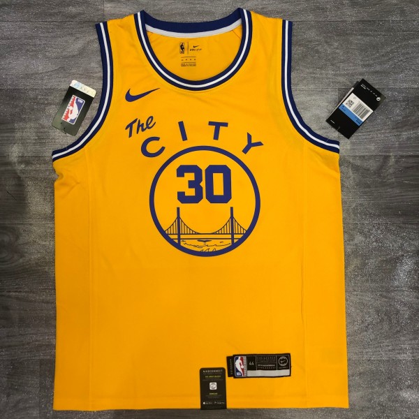 2021 Golden State Warriors Yellow Tram City Edition #30 CURRY 1:1  Quality NBA Season Jerseys