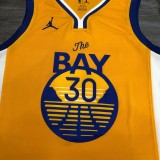 2021 Golden State Warriors Blue V-Neck  Yellow JORDAN #30 CURRY  1:1  Quality NBA Season Jerseys