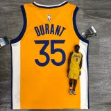 2021 Golden State Warriors Blue V-Neck  Yellow JORDAN #35 DUEANT  1:1  Quality NBA Season Jerseys