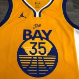 2021 Golden State Warriors Blue V-Neck  Yellow JORDAN #35 DUEANT  1:1  Quality NBA Season Jerseys