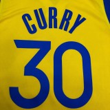 2021 Golden State Warriors Blue V-Neck  Yellow JORDAN #30 CURRY  1:1  Quality NBA Season Jerseys
