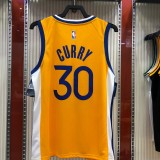 2021 Golden State Warriors Blue V-Neck  Yellow JORDAN #30 CURRY  1:1  Quality NBA Season Jerseys