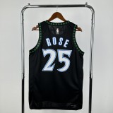 2026  Minnesota Timberwolves Black Retro #25 ROSE 1:1 Quality NBA Jersey