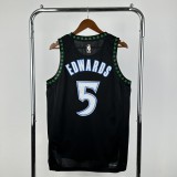 2026  Minnesota Timberwolves Embroidery Black Retro #5 EDWARDS 1:1 Quality NBA Jersey
