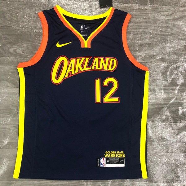 2021 Golden State Warriors V-neck Black City Edition #12 OUBRE JR. 1:1  Quality NBA Season Jerseys