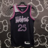 2026  Minnesota Timberwolves Purple City Edition #25 ROSE 1:1 Quality NBA Jersey