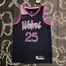 2026  Minnesota Timberwolves Purple City Edition #25 ROSE 1:1 Quality NBA Jersey