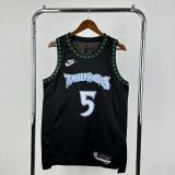2026  Minnesota Timberwolves Embroidery Black Retro #5 EDWARDS 1:1 Quality NBA Jersey