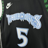 2026  Minnesota Timberwolves Embroidery Black Retro #5 EDWARDS 1:1 Quality NBA Jersey