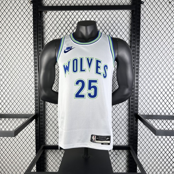 2024  Minnesota Timberwolves Forest Wolf Retro #25 ROSE 1:1 Quality NBA Jersey
