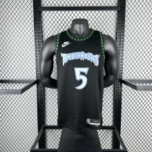 2026  Minnesota Timberwolves Embroidery Black Retro #5 EDWARDS 1:1 Quality NBA Jersey