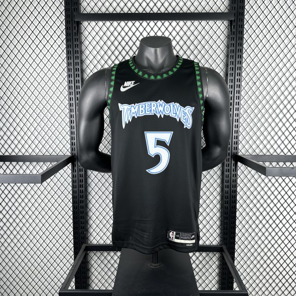 2026  Minnesota Timberwolves Embroidery Black Retro #5 EDWARDS 1:1 Quality NBA Jersey