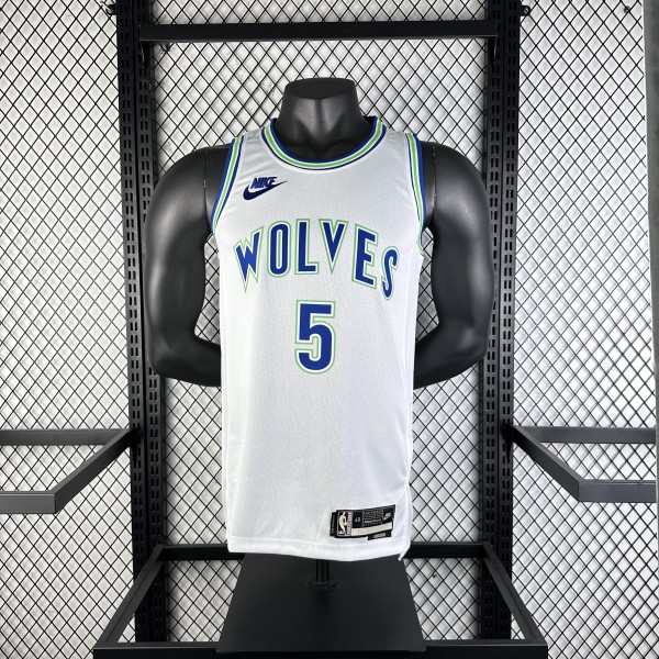2024  Minnesota Timberwolves Forest Wolf Retro #5 EDWARDS 1:1 Quality NBA Jersey