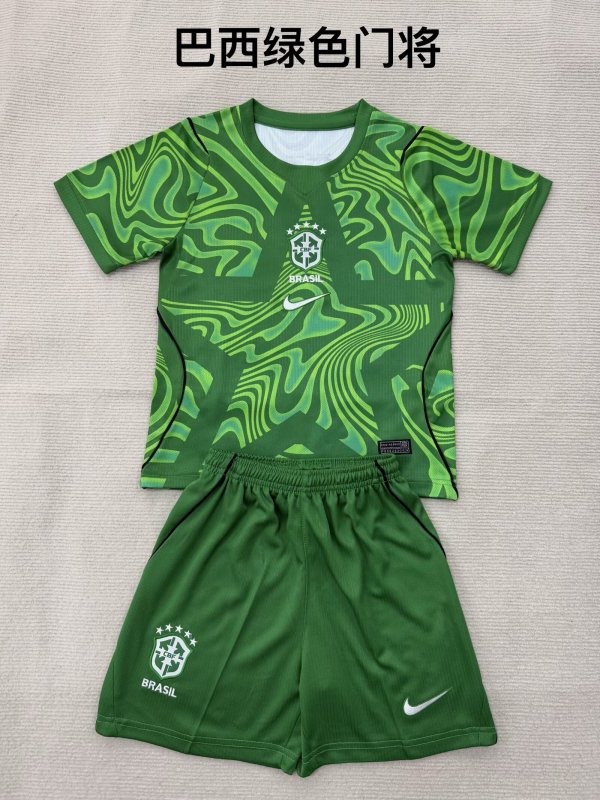 26/27（2026） Brazil Goalkeeper Green Kids 1:1 Quality Soccer Jersey