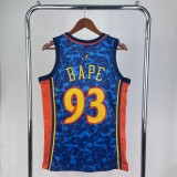 Golden State Warriors Blue co-branded Ape Man's Head #93 BAPE 1:1  Quality NBA Season Jerseys