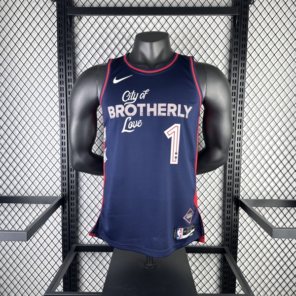 2024 Philadelphia 76ers City Edition  Retro  Blue #1 HARDEN   1:1 Quality NBA Season Jerseys