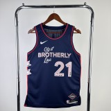 2024 Philadelphia 76ers City Edition  Retro  Blue #21 EMBIID   1:1 Quality NBA Season Jerseys