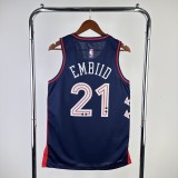 2024 Philadelphia 76ers City Edition  Retro  Blue #21 EMBIID   1:1 Quality NBA Season Jerseys