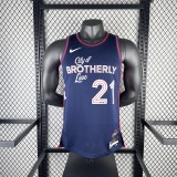 2024 Philadelphia 76ers City Edition  Retro  Blue #21 EMBIID   1:1 Quality NBA Season Jerseys
