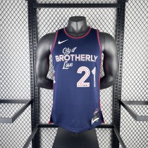 2024 Philadelphia 76ers City Edition  Retro  Blue #21 EMBIID   1:1 Quality NBA Season Jerseys