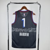 2021 Philadelphia 76ers City Edition  Retro Black #1 HARDEN   1:1 Quality NBA Season Jerseys