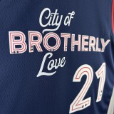 2024 Philadelphia 76ers City Edition  Retro  Blue #21 EMBIID   1:1 Quality NBA Season Jerseys