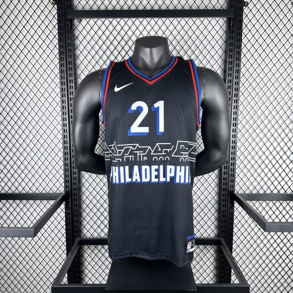 2021 Philadelphia 76ers City Edition  Retro Black #21 EMBIID 1:1 Quality NBA Season Jerseys