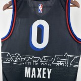 2021 Philadelphia 76ers City Edition  Retro Black #0 MAXEY  1:1 Quality NBA Season Jerseys