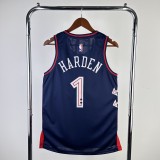 2024 Philadelphia 76ers City Edition  Retro  Blue #1 HARDEN   1:1 Quality NBA Season Jerseys