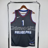 2021 Philadelphia 76ers City Edition  Retro Black #1 HARDEN   1:1 Quality NBA Season Jerseys
