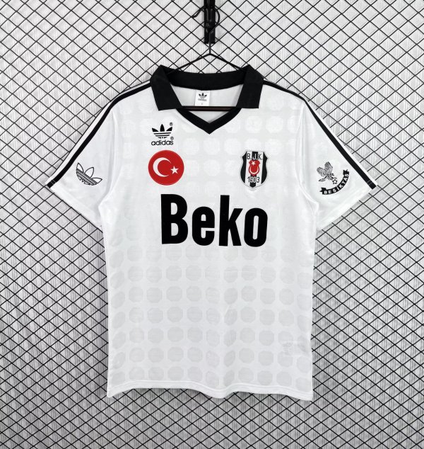 1990/1991  Beşiktaş  Home White  Fans Retro 1:1 Quality Soccer Jersey