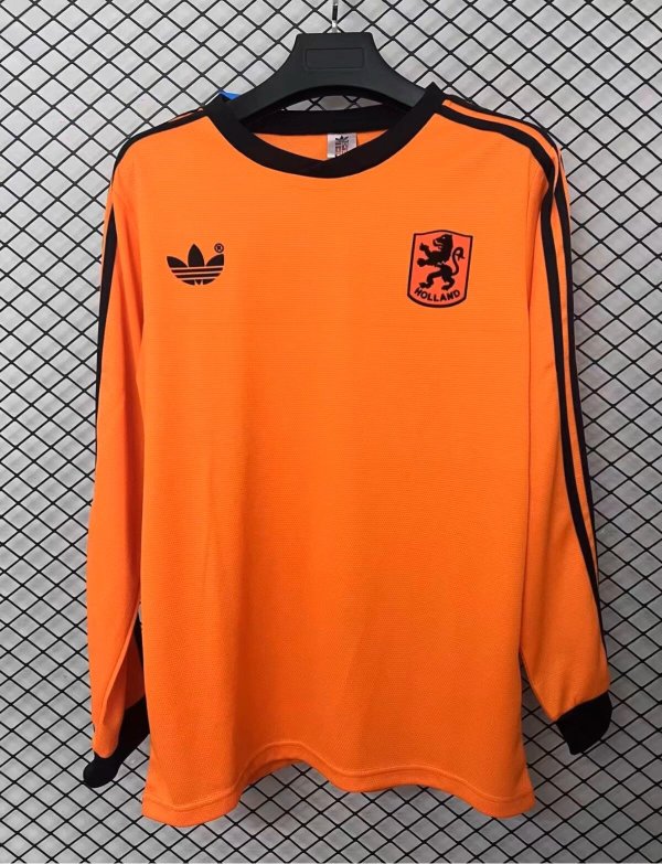 1980 Netherlands Home Long Sleeve Retro 1:1 Quality  Soccer Jersey