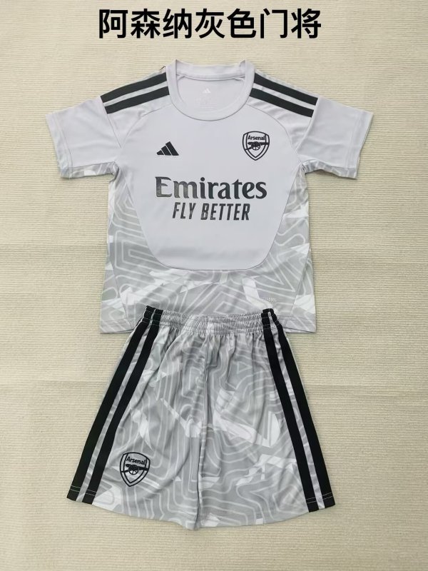 26/27 Arsenal Goalkeeper Grey Kids Kits 1:1 Quality Soccer Jersey