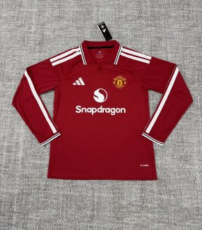 26/27 (2026)  Manchester United Home  Long Sleeve Fans 1:1 Quality Soccer Jersey