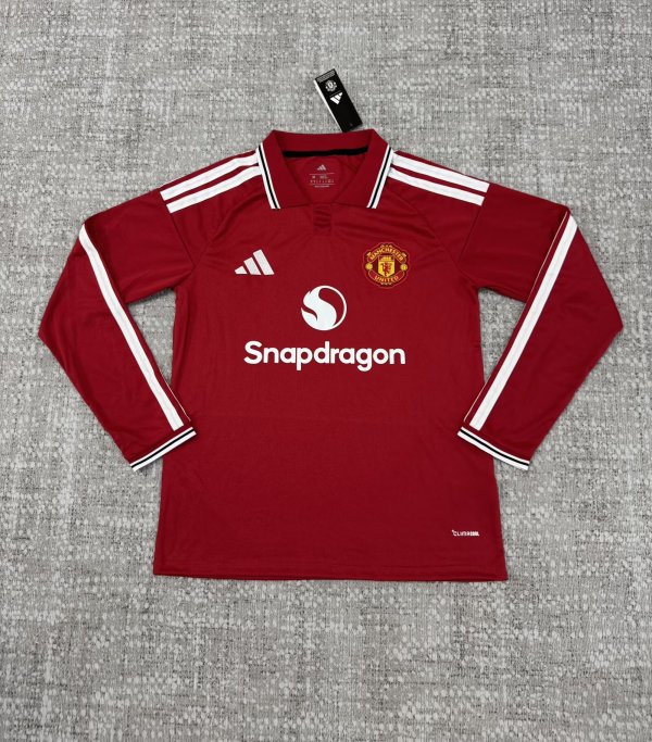 26/27 (2026)  Manchester United Home  Long Sleeve Fans 1:1 Quality Soccer Jersey