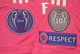 2014-2015 RMA Away Pink Long Sleeve Retro Soccer Jersey (长袖)