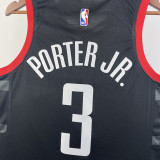 2023-24 Rockets PORTER JR. #3 Black Top Quality Hot Pressing NBA Jersey (Trapeze Edition)飞人版