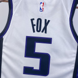2023-24 Kings FOX #5 White Top Quality Hot Pressing NBA Jersey