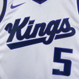 2023-24 Kings FOX #5 White Top Quality Hot Pressing NBA Jersey